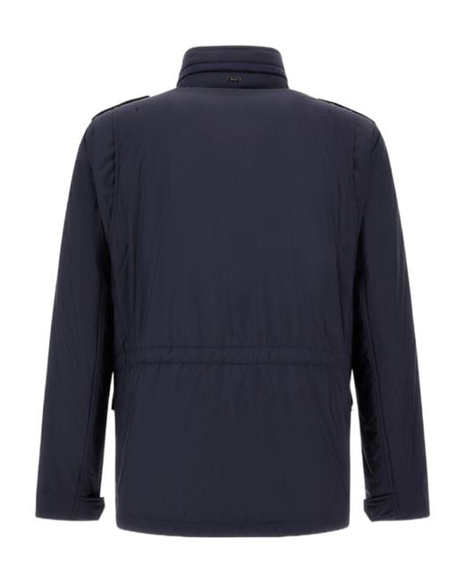 Herno Blue Long-Sleeved Padded Jacket for men