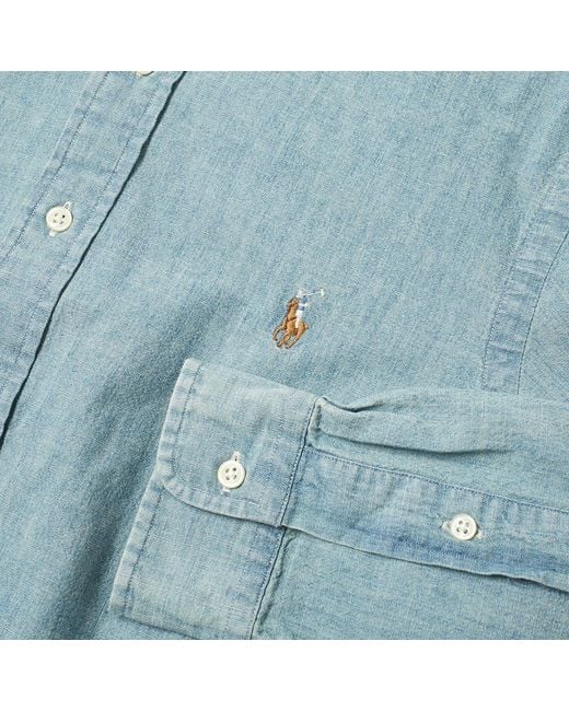 Polo Ralph Lauren Blue Pony Embroidered Curved Hem Shirt for men