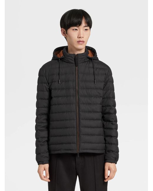 Zegna Black Hooded Padded Jacket for men