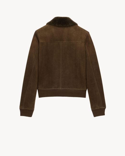 Saint Laurent Brown Suede Bomber Jacket for men