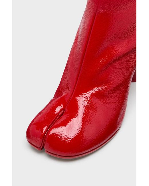Maison Margiela Red Block Heel Tabi Ankle Boots