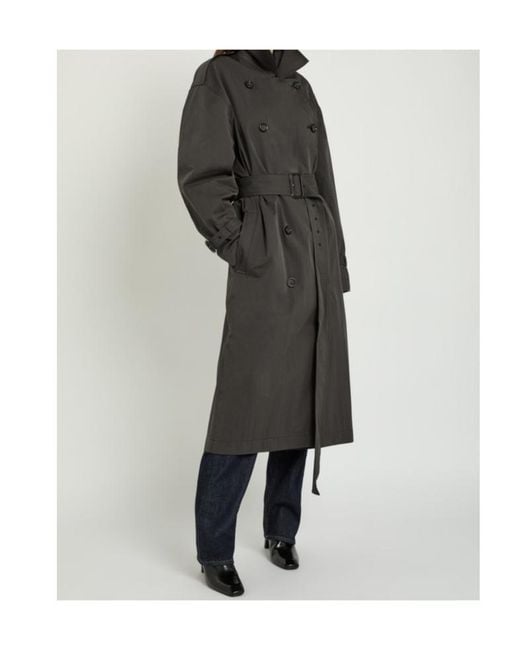 Totême Black Double-Breasted Belted Cotton-Blend Trench Coat