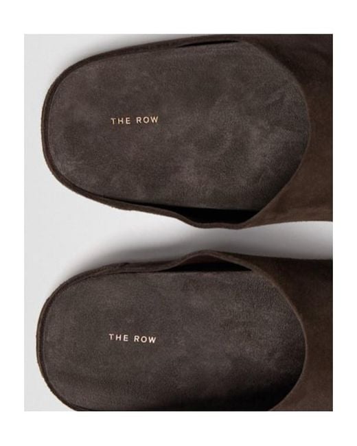 The Row Brown Hudson Suede Flat Slides