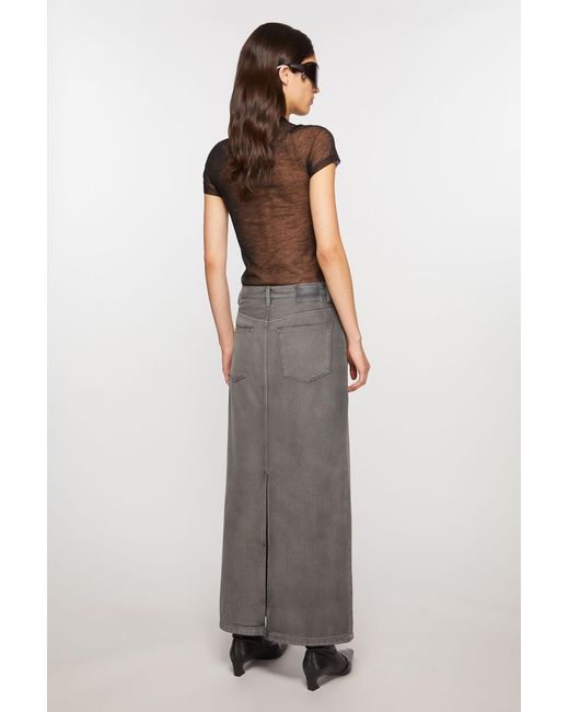 Acne Gray Denim Midi Skirt