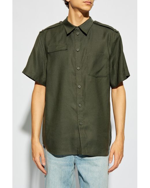 Helmut Lang Green Short Sleeved Epaulet Shirt for men