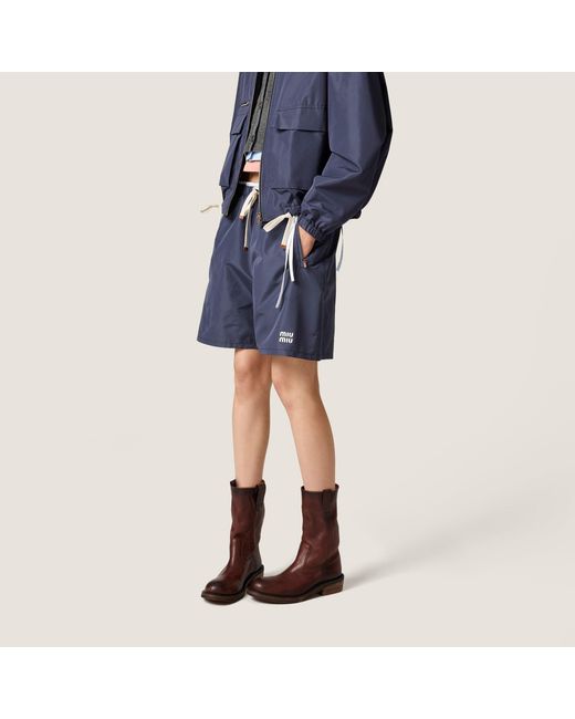 Miu Miu Blue Technical Fabric Bermudas