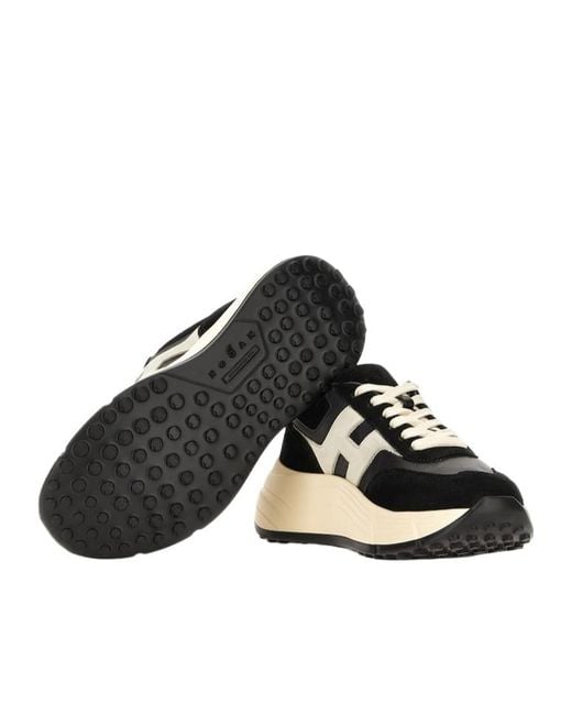 Hogan Black Hi-Fi Panelled Lace-Up Sneakers