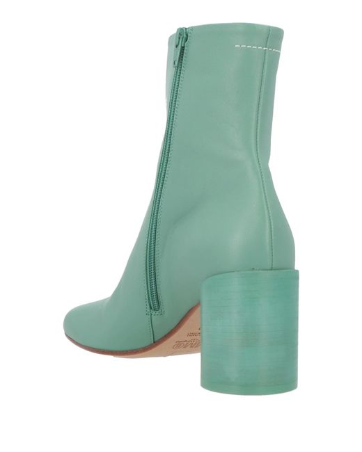 MM6 by Maison Margiela Green Minimalist Genuine Leather Ankle Boots