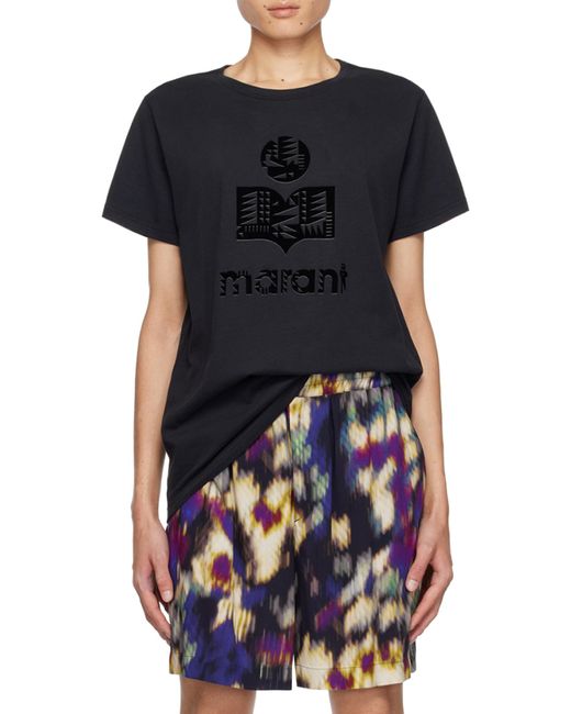 Isabel Marant Black Zafferh Logo Printed T-Shirt for men