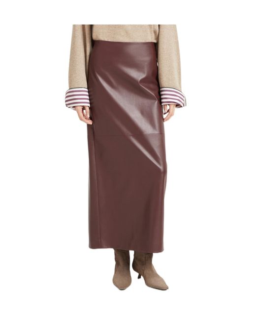 Brunello Cucinelli Brown Long Column Skirt