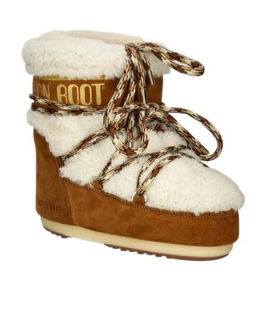 Moon Boot Metallic Logo Printed Lace-Up Boots