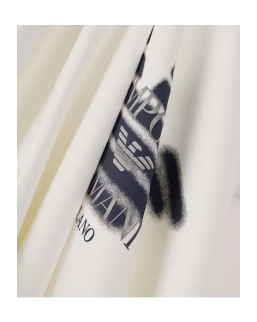 Emporio Armani White Double Jersey Sweatshirt With Logo for men