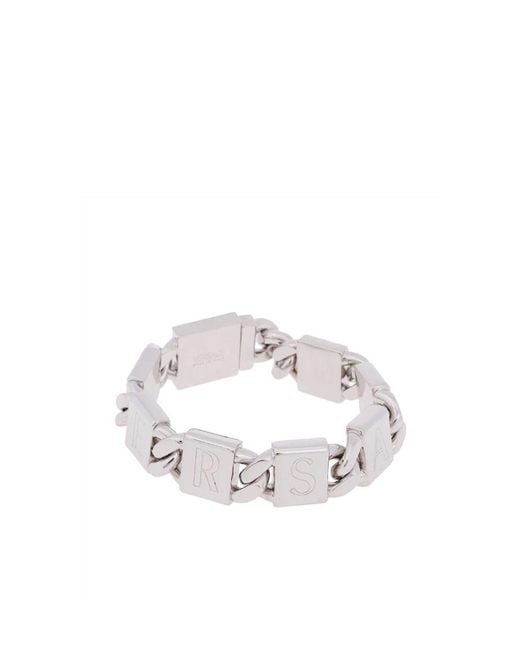 Versace White Logo-Plaque Chain Bracelet for men