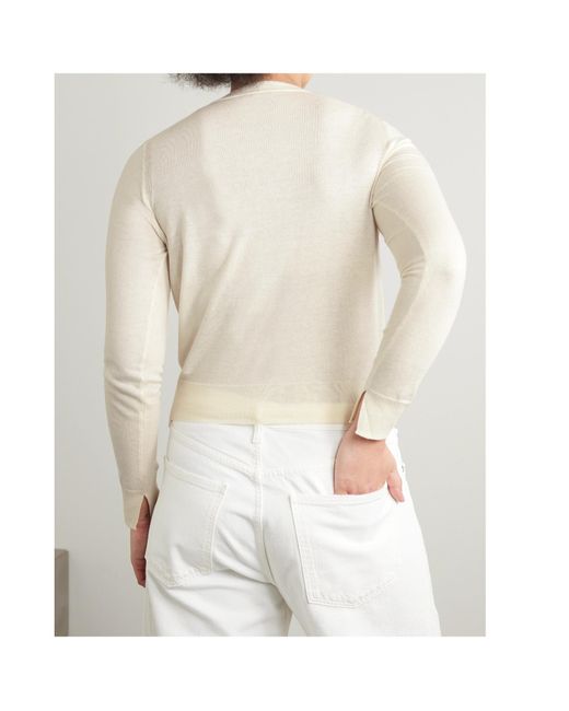 Joseph White Button Long Sleeve Sweater