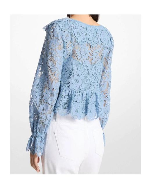 MICHAEL Michael Kors Blue Lace V-Neck Top