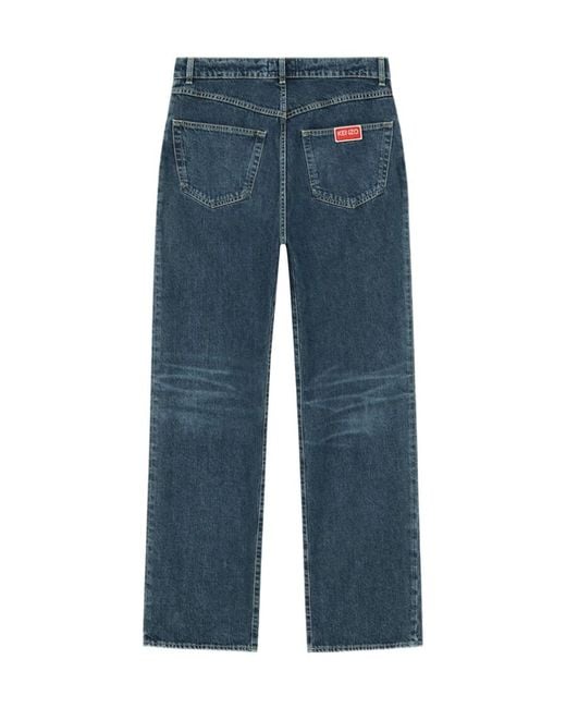 KENZO Blue Suisen Wide-Leg Relaxed-Fit Jeans for men