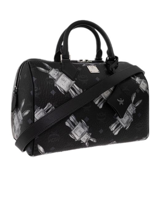 MCM Black Top-Zip Single-Shoulder Bag