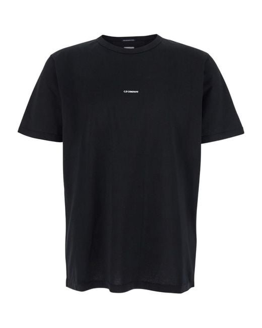 C P Company Black Gasato Short Sleeved Logo Jersey T-Shirt for men