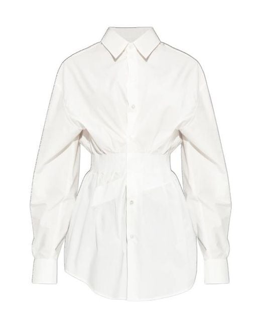 MM6 by Maison Margiela White Tied Waist Shirt