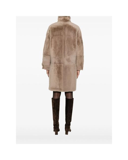 Brunello Cucinelli Natural Full-Zip Fur Coat