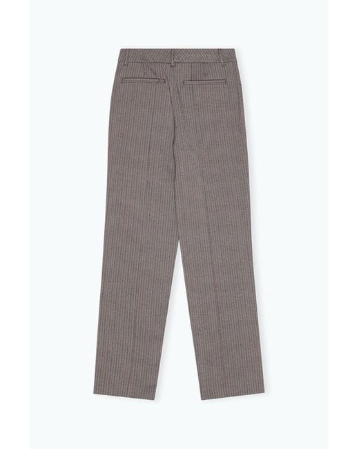 REMAIN Birger Gray Herringbone-Pattern Striped Trousers