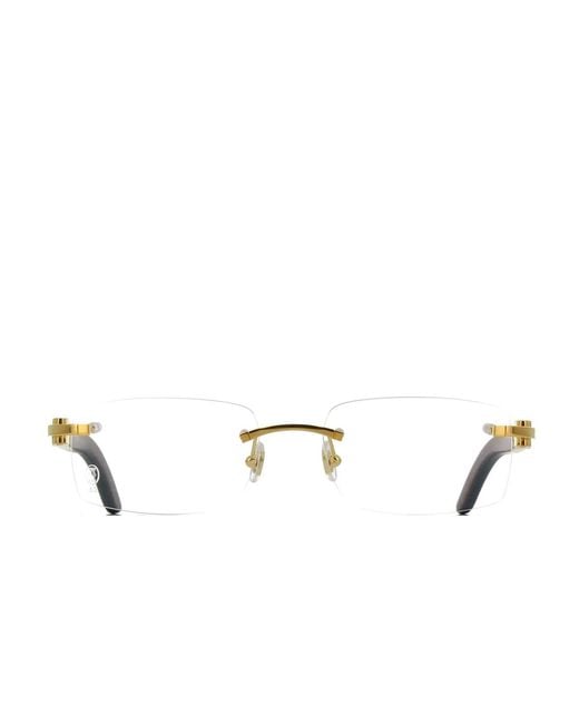 Cartier White Rimless Rectangular Frame Glasses for men