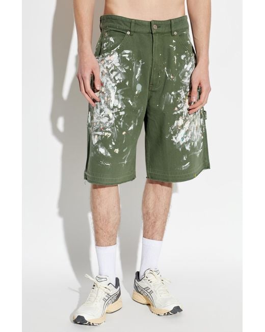GALLERY DEPT. Green Denim Shorts With Belt Loops for men