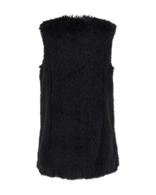 Herno Black Faux-Fur Sleeveless Gilet