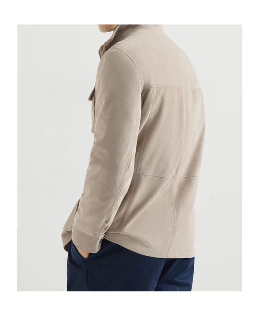 Brunello Cucinelli Natural Suede Unlined Safari Jacket for men