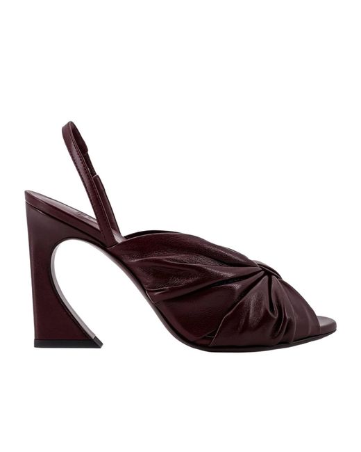 Fendi Brown Gathered Detail Slingback Sandals