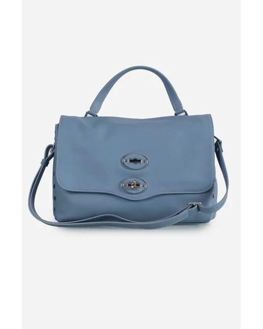 Zanellato Blue Twist Hook Postina Saeta Small Tote Bag