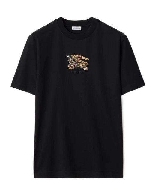 Burberry Black Ekd Embroidered Crewneck T-Shirt for men