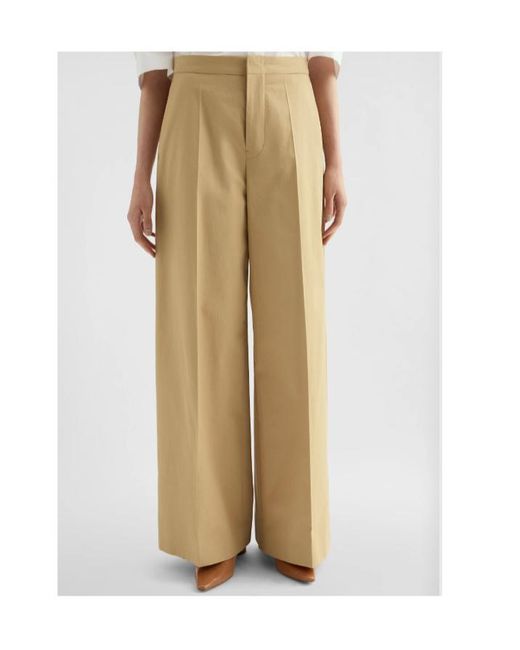 Jil Sander Natural Pleated Wide Leg Pants