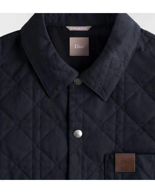 Dior Blue Cannage Overshirt With Leather Patch for men