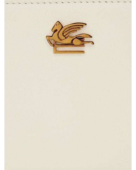 Etro White Pegaso Zipped Card Holder