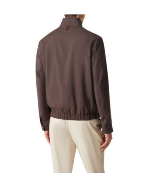 Canali Brown High-Neck Zip Jacket for men