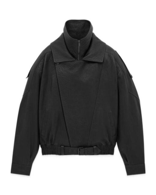 Saint Laurent Black Oversized Zip-Up Bomber Jacket