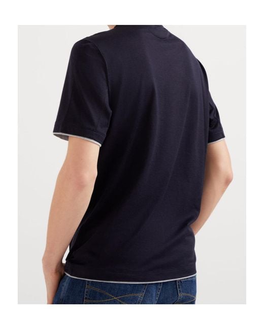 Brunello Cucinelli Black Lightweight Jersey Crewneck T-Shirt for men