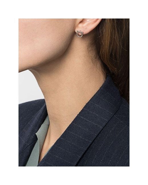 Ferragamo White Ferragamo Gancini Stud Earrings