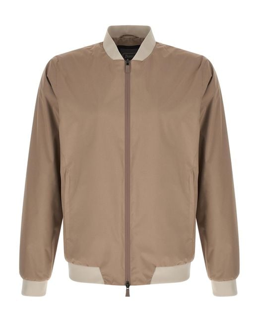 Herno Brown Zip-Up Bomber Jacket for men