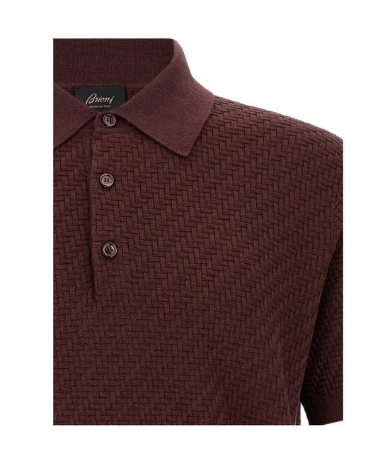 Brioni Brown Short-Sleeved Polo Shirt for men