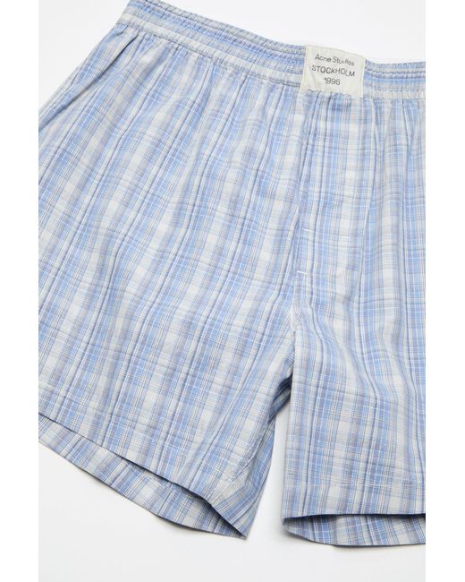 Acne Blue Checked-Pattern Shorts for men