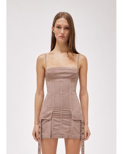 Blumarine Pink Work Pocket Canvas Mini Dress