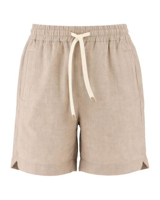 Eleventy Natural Drawstring Elastic-Waist Shorts for men