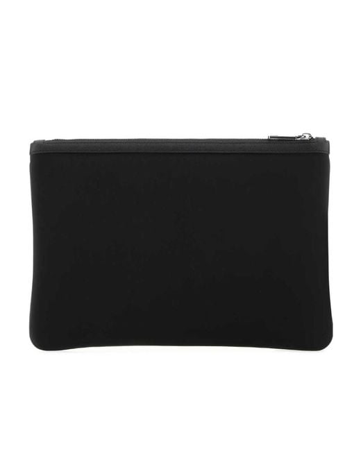 Dolce & Gabbana Black Logo Plaque Zip-Up Clutch Bag for men