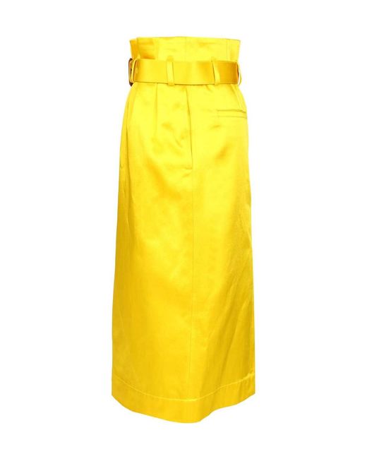 Dries Van Noten Yellow Seachy Belted Skirt