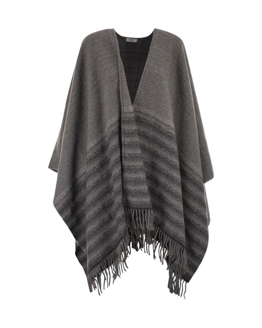Peserico Gray Lurex Fringe Cape