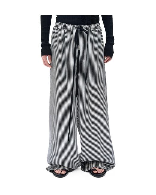 Ann Demeulemeester Gray Albertus Relaxed Striped Trousers for men