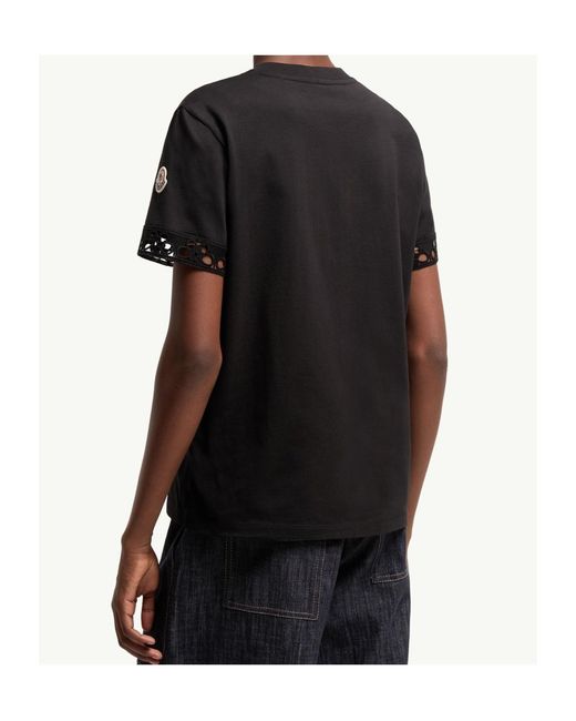 Moncler Black Lace-Trim Pocket T-Shirt