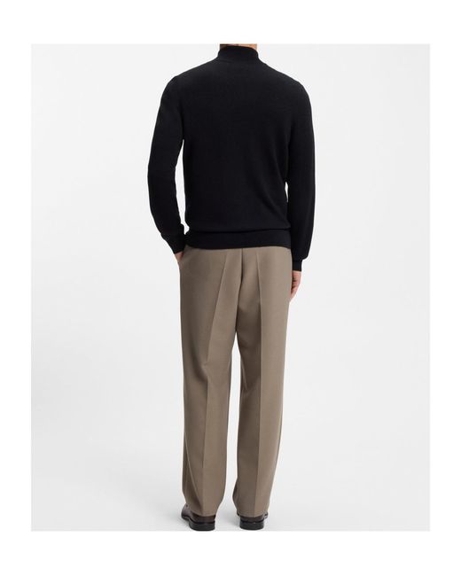 Boss Black Zip-Up High-Neck Sweater for men